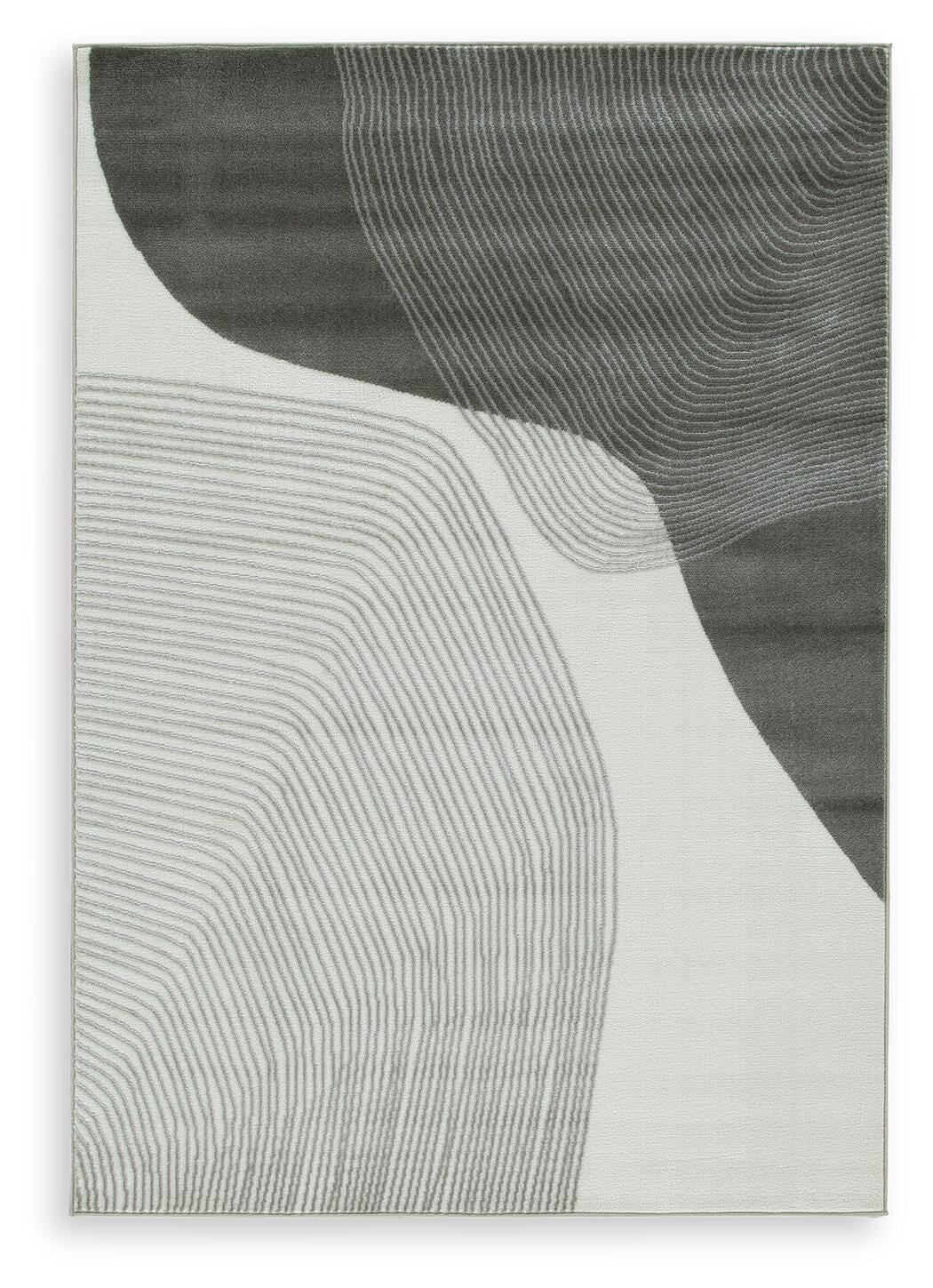 Gray/Ivory 95.38" x 121", complete rug design; representative size