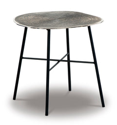 Chrome/Black round metal end table, full product view - 1