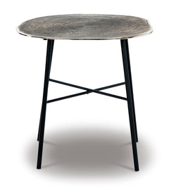 Chrome/Black round metal end table, product view 2 - 2