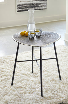 Chrome/Black round metal end table, product view 4 - 4