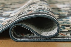 Black/Cream/Blue 60.5" x 85", rolled rug backing detail - 8