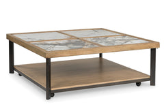 Multi square sintered stone top coffee table, full product view - 1