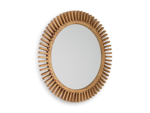 Brown Wood Sunburst Wall Mirror