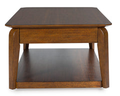 Medium Brown rectangular coffee table with drawer and shelf, product view 4 - 4