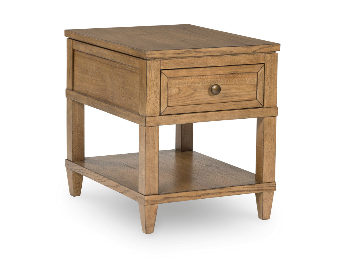 Light Brown USB Charging End Table, full product view