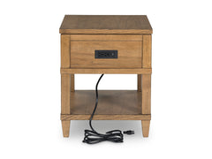 Light Brown USB Charging End Table, product view 4 - 4