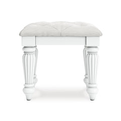 White / Vanity Stool, complete product front view - 1