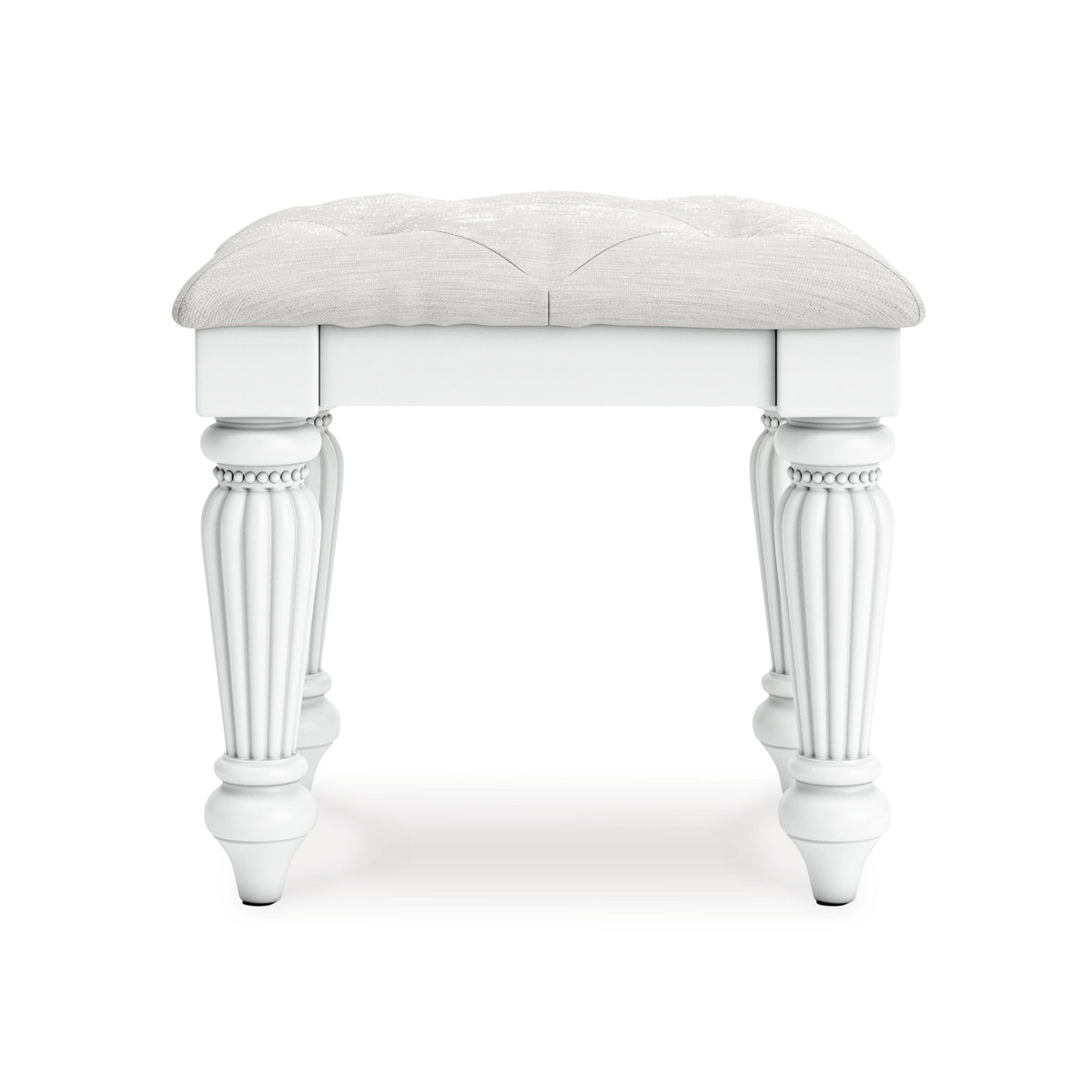White / Vanity Stool, complete product front view
