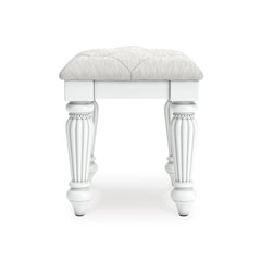 White / Vanity Stool, side view - 2