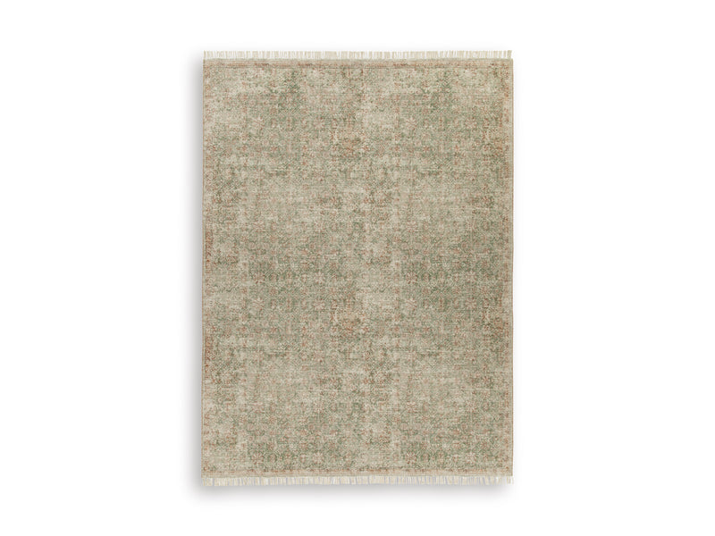 Muted Green Blush and Cream Floral Woven Rug