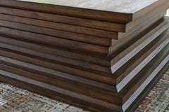 Warm Brown Square Geometric Coffee Table, product view 4 - 4
