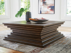 Warm Brown Square Geometric Coffee Table, product view 6 - 6