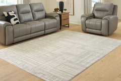 Gray/Ivory 90" x 114", room view; furniture excluded - 2