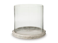 Clear/Beige clear glass and beige marble candle holder, product view 2 - 2