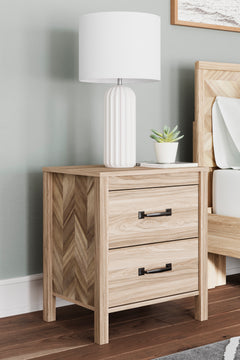 Tan, nightstand in bedroom setting - 5