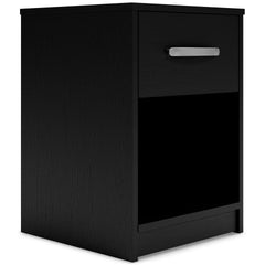 Black / 19.63 in wide, complete one-drawer nightstand, angled view - 6