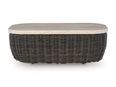 Beige/Dark Brown outdoor coffee table, product view 2 - 2