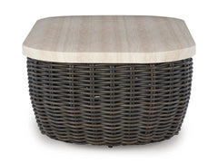 Beige/Dark Brown outdoor coffee table, product view 3 - 3