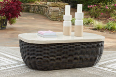 Beige/Dark Brown outdoor coffee table, product view 5 - 5