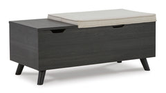 Linen/Gray Storage Bench, full product view - 1