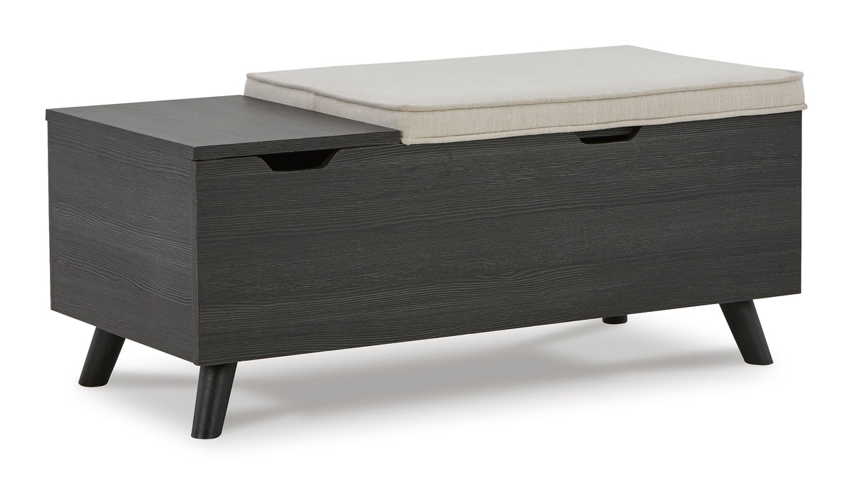 Linen/Gray Storage Bench, full product view