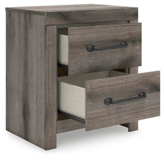 Brown Gray / Two Drawer Nightstand — drawers open - 2