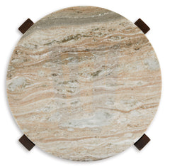 Warm Brown round marble end table, product view 3 - 3