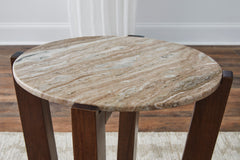 Warm Brown round marble end table, product view 5 - 5