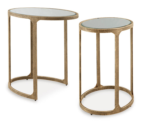 Irmaleigh Antiqued Goldtone Mirrored Nesting Tables, Set of 2