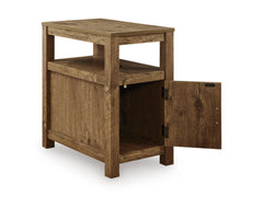 Brown chairside end table with storage and USB charging, product view 2 - 2