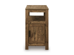 Brown chairside end table with storage and USB charging, product view 3 - 3