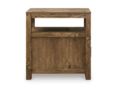 Brown chairside end table with storage and USB charging, product view 4 - 4