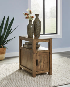 Brown chairside end table with storage and USB charging, product view 5 - 5