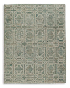 Green/Ivory 92.63" x 121.25", complete rug product view - 1