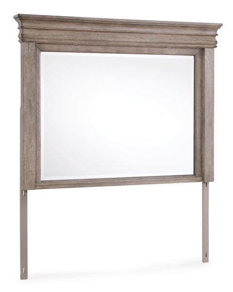 Light Grayish Brown Bedroom Mirror with Crown Molding