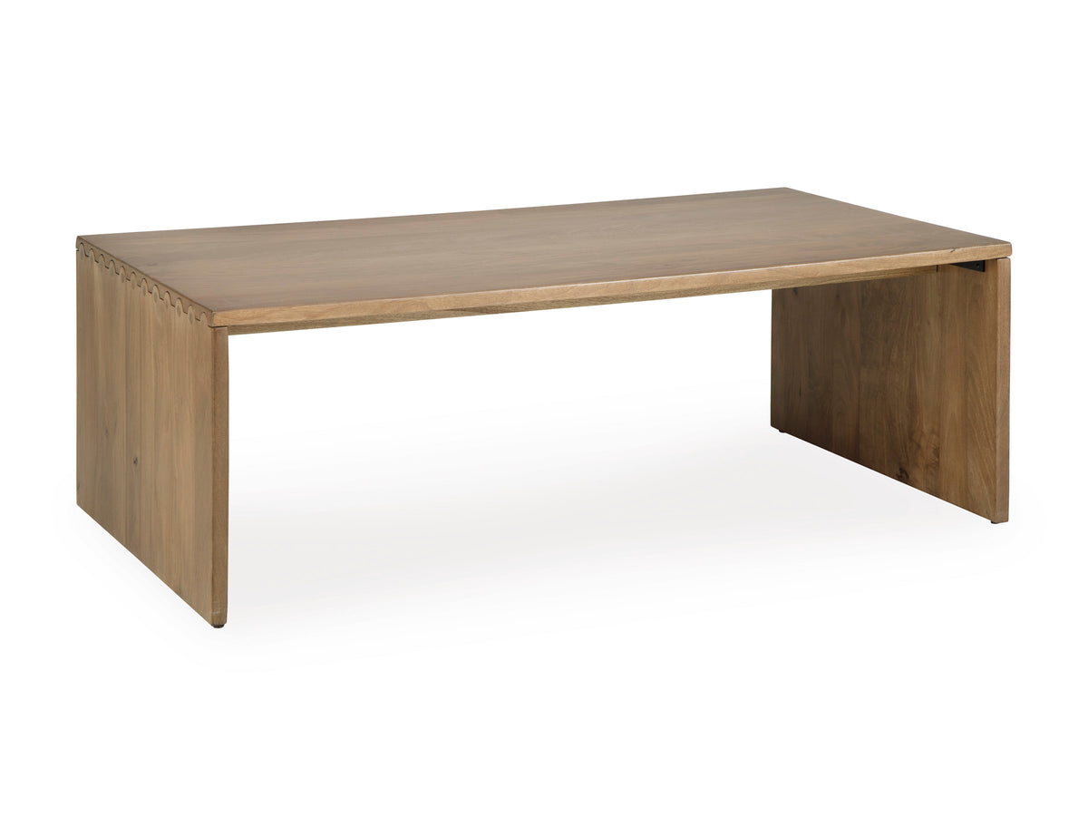 Rich Brown solid mango wood rectangular coffee table, full product view