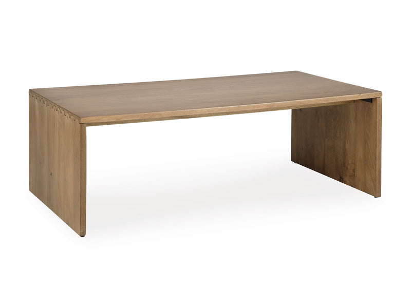 Brown Solid Mango Wood Rectangular Coffee Table