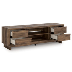 Brown TV stand with four drawers, product view 2 - 2