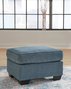 Blue, ottoman in room - 2