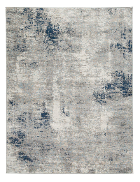 Ivory Beige Gray and Blue Abstract Woven Rug