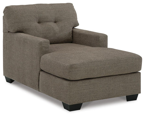 Tufted-Back Upholstered Chaise in Chocolate or Pebble