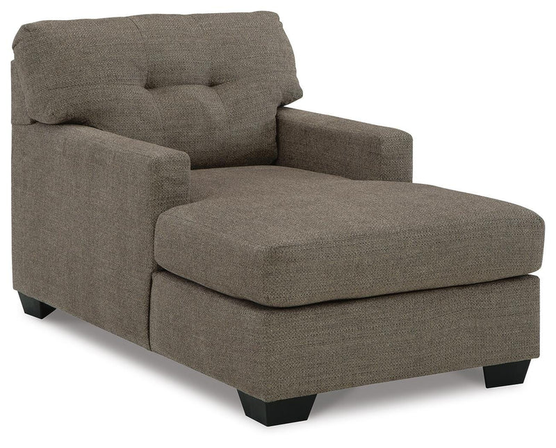Tufted-Back Upholstered Chaise in Chocolate or Pebble