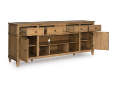 Light Brown TV stand with drawers and storage cabinets, product view 2 - 2