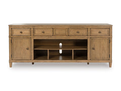 Light Brown TV stand with drawers and storage cabinets, product view 3 - 3