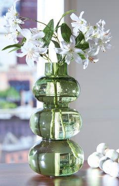 Green 12-inch height vase, full product view - 4