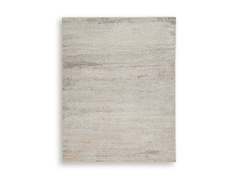 Warm Neutral Curved Trellis Woven Rug