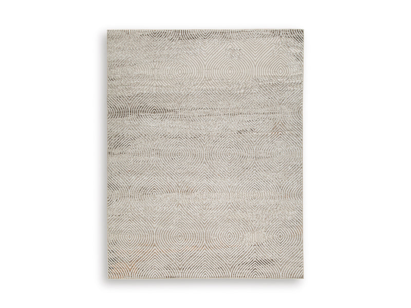 Warm Neutral Curved Trellis Woven Rug
