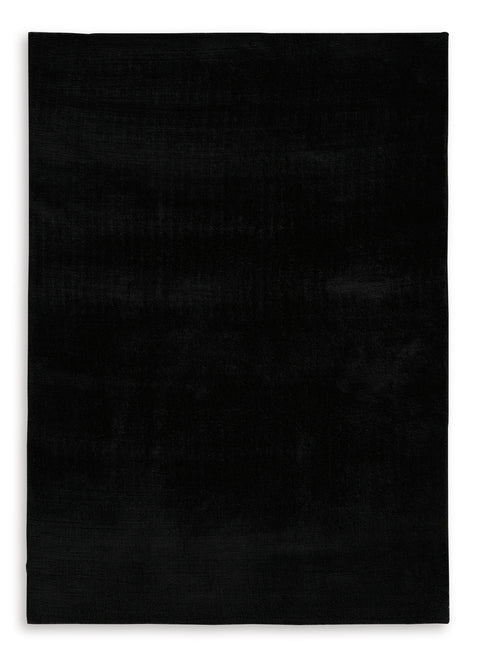 Black High-Low Machine-Washable Woven Rug