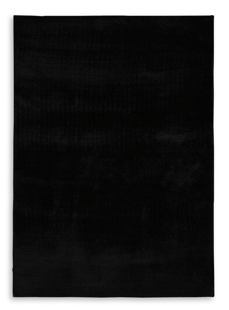 Black High-Low Machine-Washable Woven Rug
