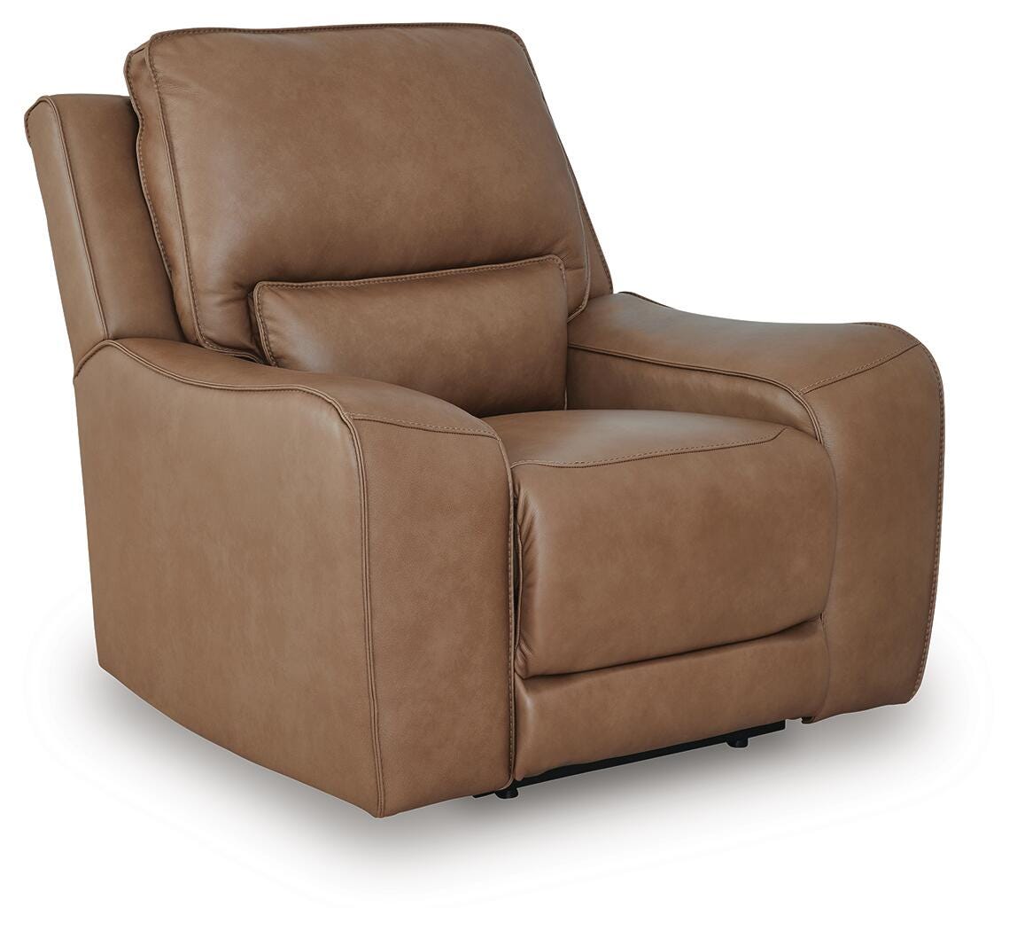 Caramel, full recliner in closed position